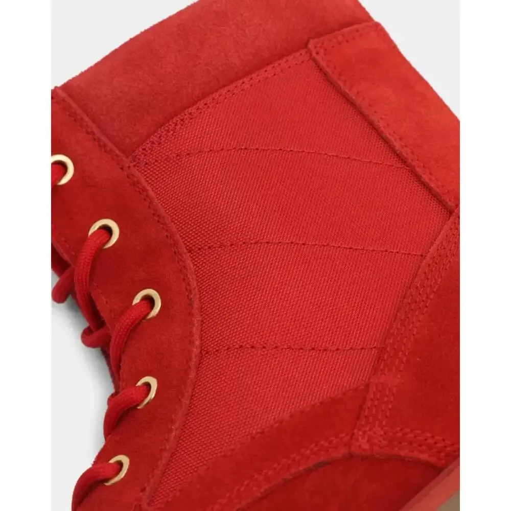 Saint Morta Legion Boots Men's 8 Red Gum Suede Lace Up Round Toe Ankle HTAT1471